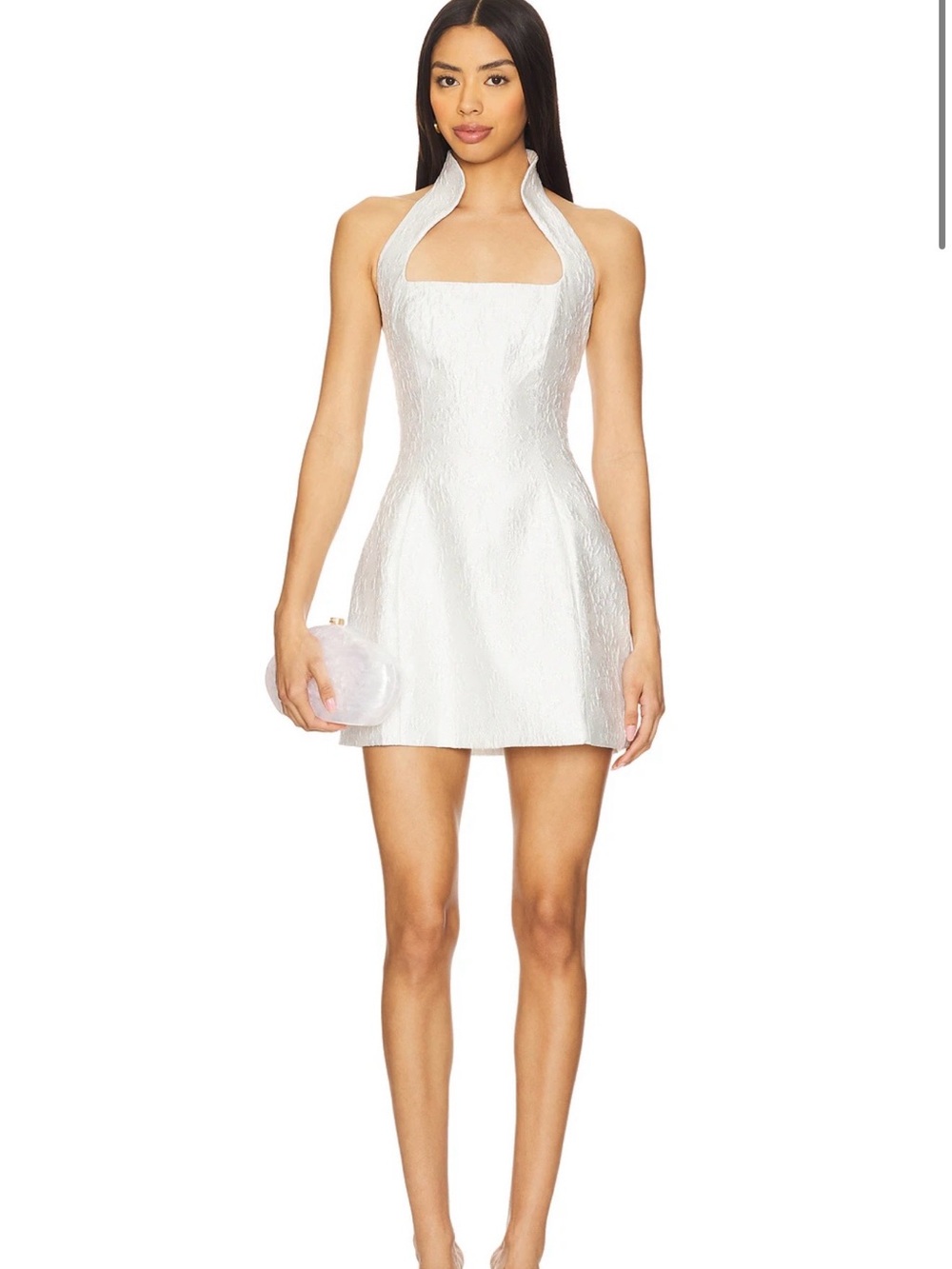Lovers + Friends White Textured Halter Mini Dress